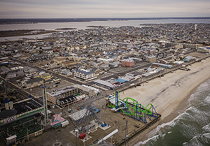 Aerial view of Seaside boardwalk which is close to many homes for sale in Toms River NJ